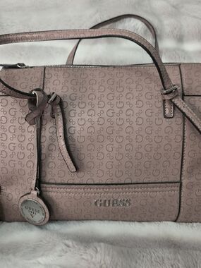 GUESS Blush Pink Signature Satchel Bag